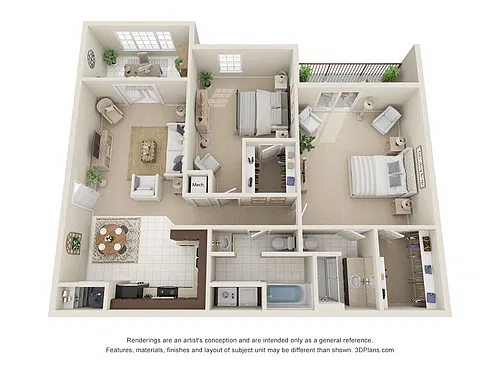 Floor plan 2 Bed/2 Bath Renovated