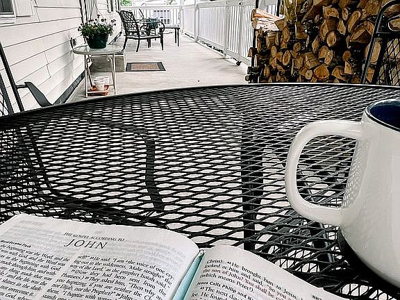 Relax on covered front porch