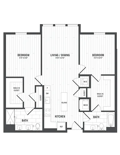 Floor plan 2 Bed/2 Bath-E1.3