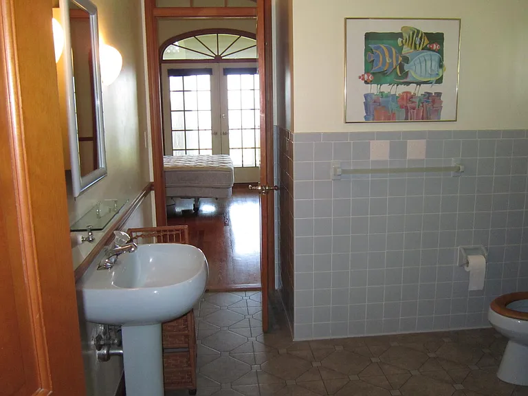 Bath from Doorway to Dining Area looking toward MBR and Rear Porch