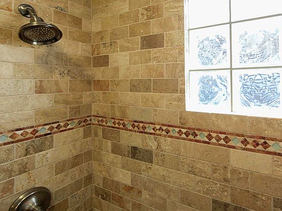 Travertine stone & inlays. 