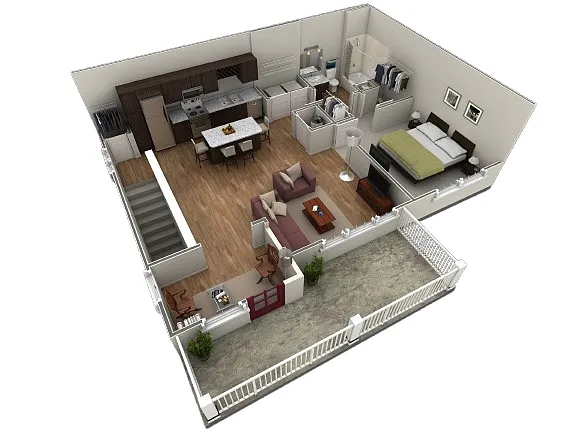 Floor plan 1 BR Grand Overlook