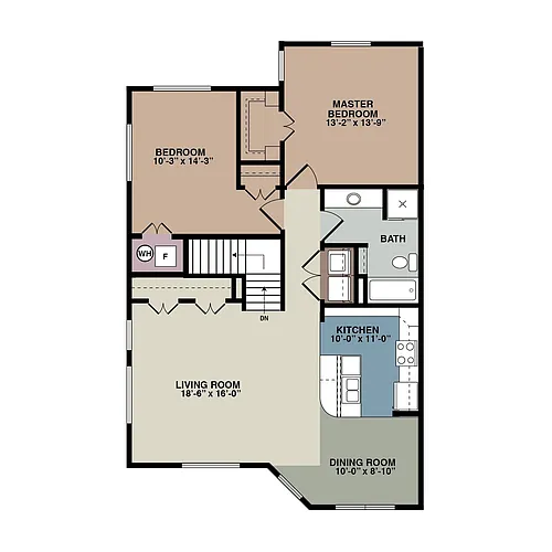 Floor plan 4 Plex 2 Bedroom Upper