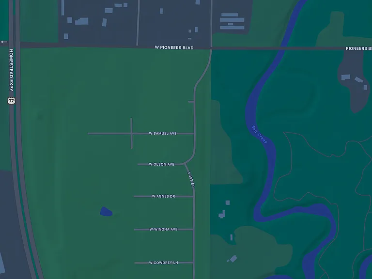 Property is located just east of HWY 77 off of W Pioneers Blvd.