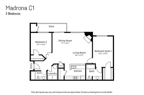 Floor plan Two Bedroom Madrona I C1