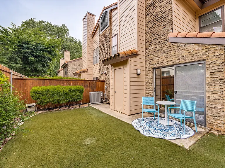 synthetic grass in private backyard