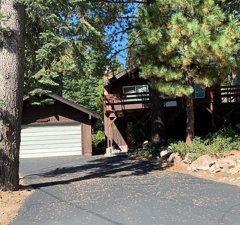 Driveway showing garage and house