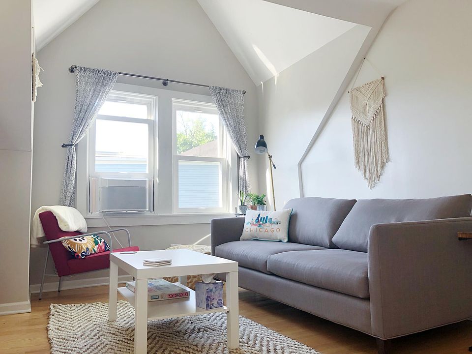 Living room with vaulted ceiling