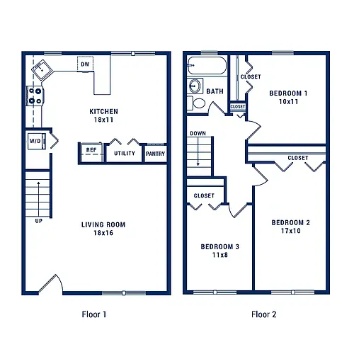 Floor plan 3 Bedroom 1 Bath B
