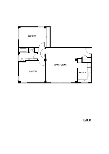 Floor plan Two Bedroom One Bath 01 and 17
