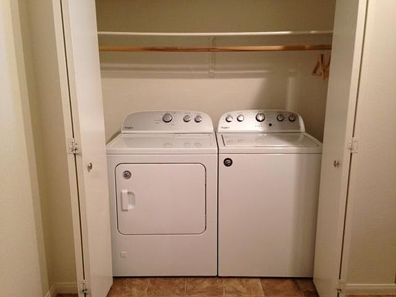 New washer and new dryer. One floor condo living means no stairs to run laundry up and down!