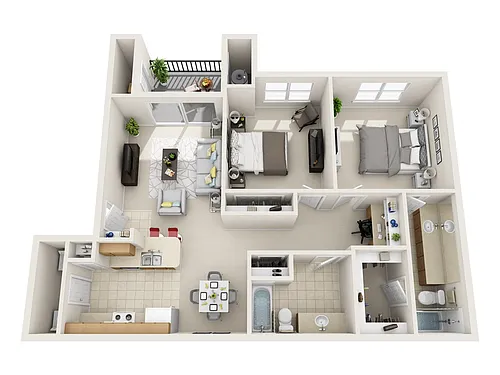 Floor plan Timberline 2 Bedroom 2 Bathroom