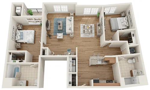 Floor plan Type Q - Two Bedroom