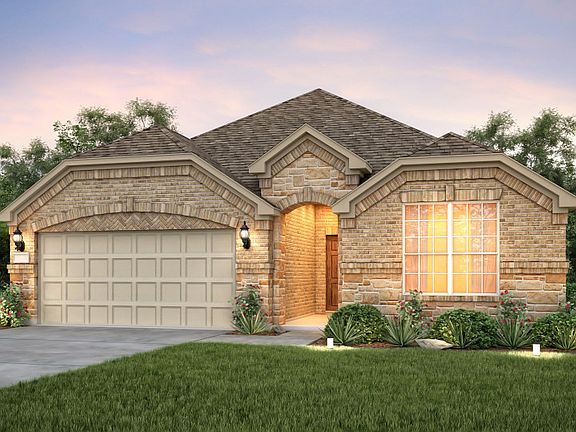 The Mckinney, a one-story home with 2-car garage, shown with Home Exterior C