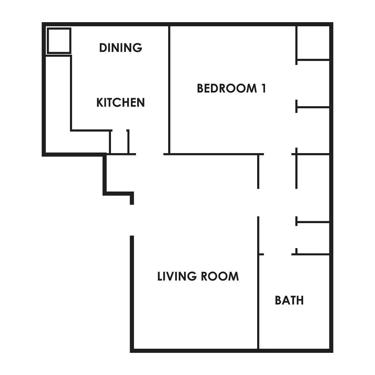 Floor plan 1 Bedroom, 1 Bathroom