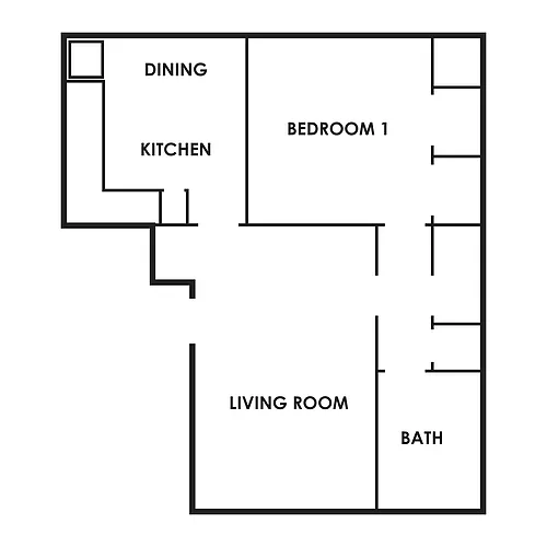 Floor plan 1 Bedroom, 1 Bathroom