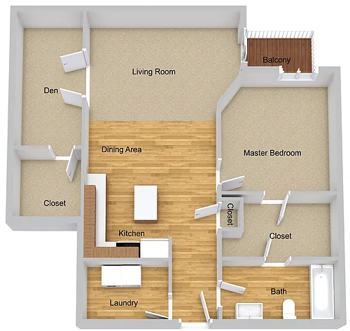 Floor plan One Bedroom Large