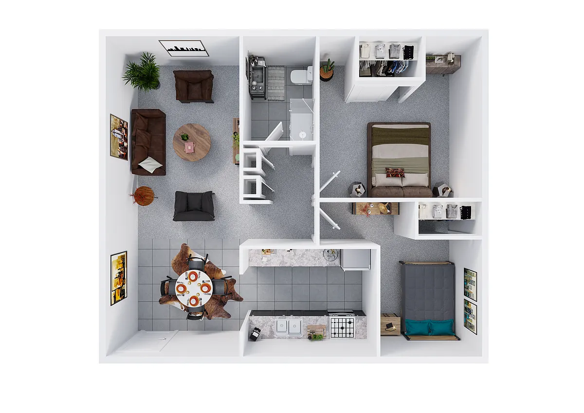 Floor plan 2 Bedroom, 1 Bathroom