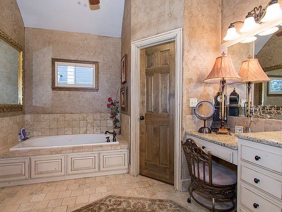 Make-up area and separate tile shower