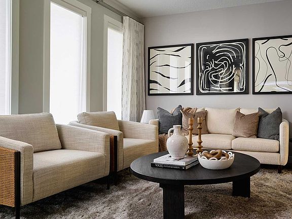 A photo of the great room of the Sequoia show home in Calgary by Brookfield Residential