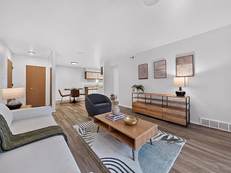 Spacious Living Room at Lakeside Village Apartments in Clinton Township, MI