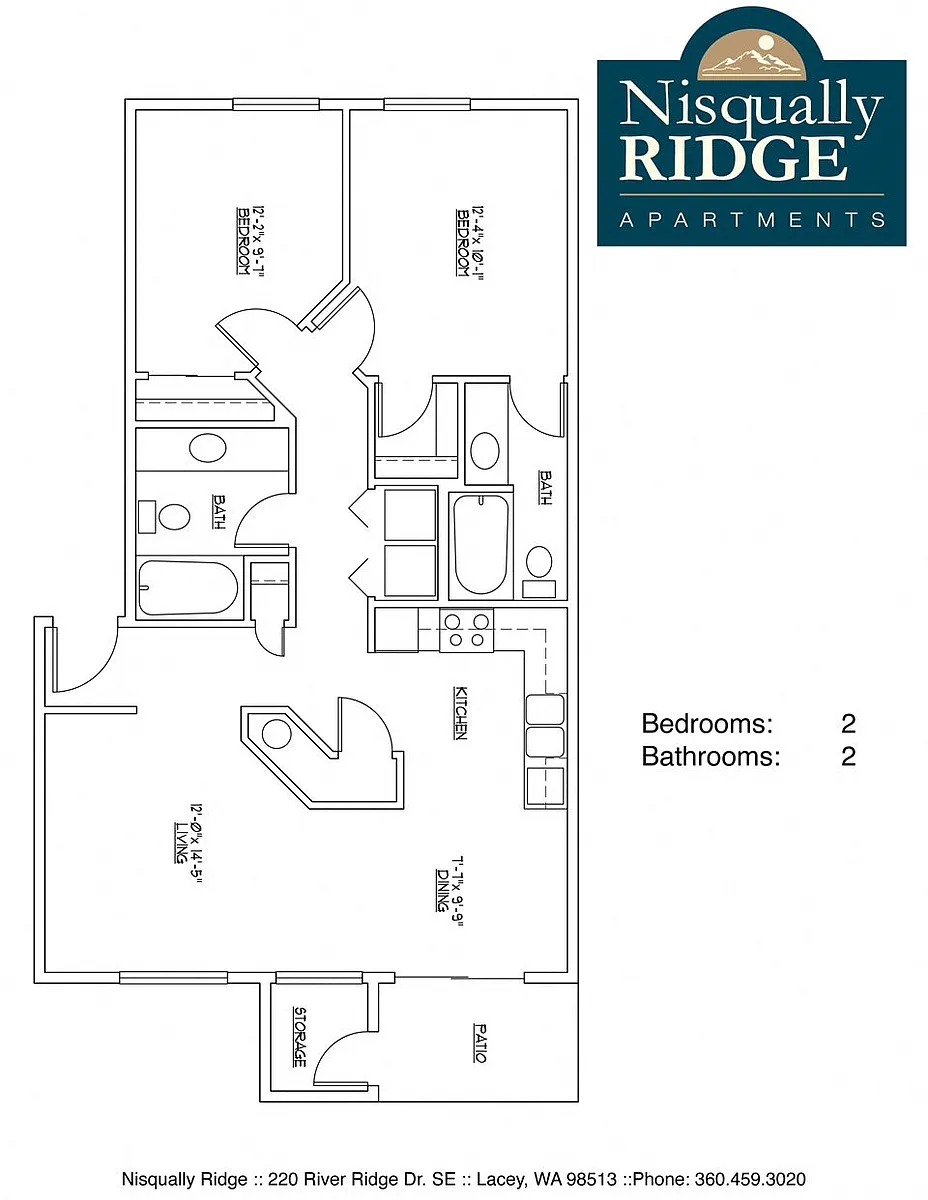 Floor plan 2 Bed 2 Bath A
