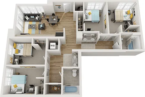 Floor plan 4BR/2BA - D21
