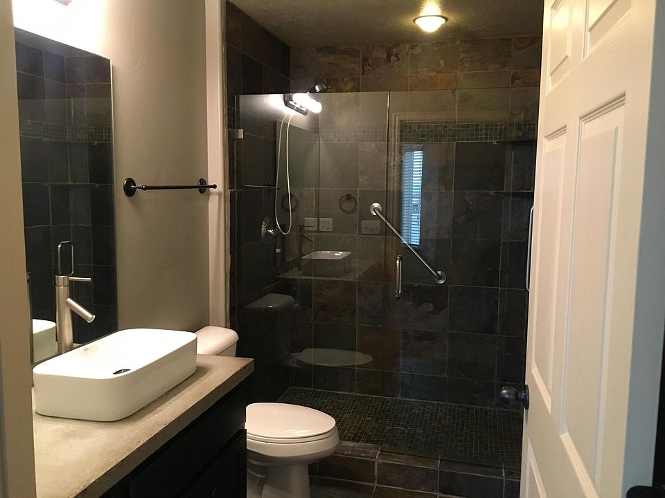 Ensuite master bath with slate shower
