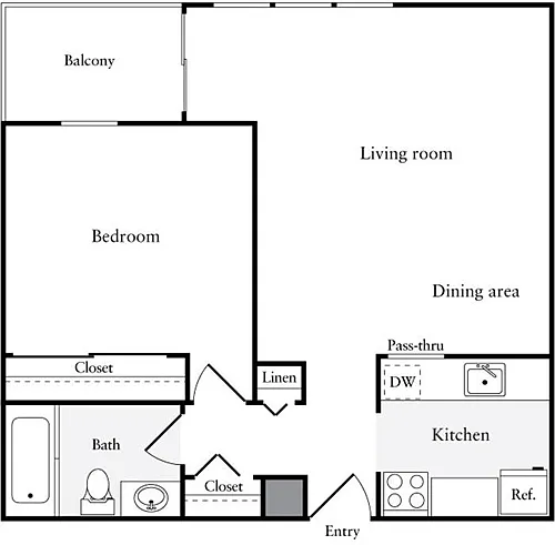 Floor plan 1 Bedroom M