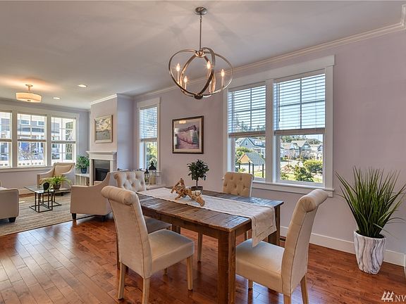 Wood flooring throughout the main level of the home.
