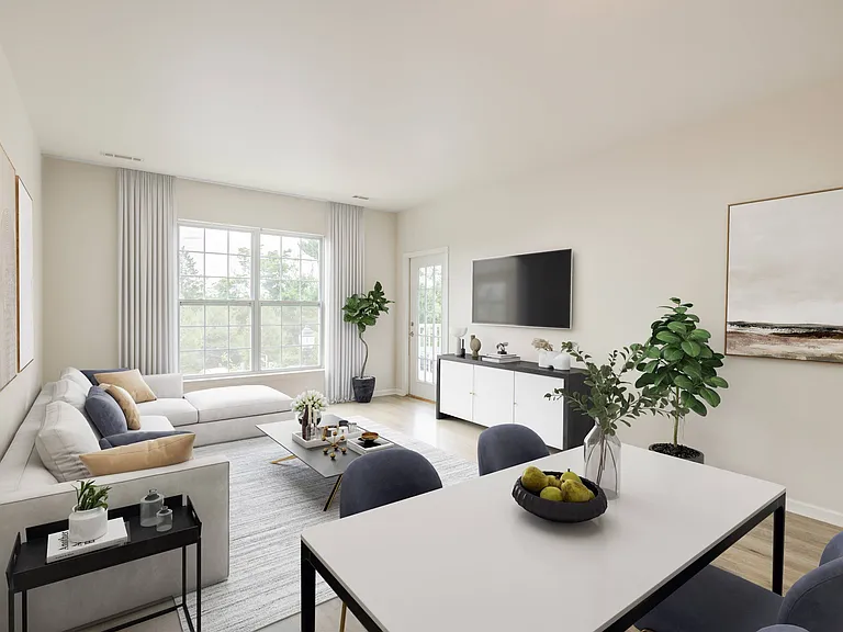Sophisticated living area leading out to balcony