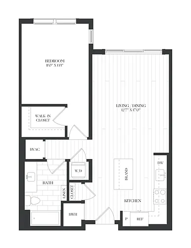 Floor plan 1 Bed/1 Bath-1B-3-G-The Barrett