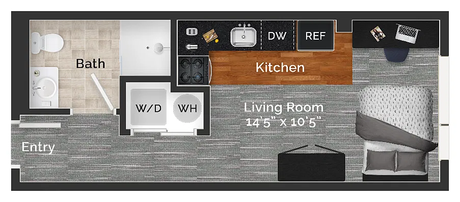 Floor plan 702 STUDIO - 1 BATH