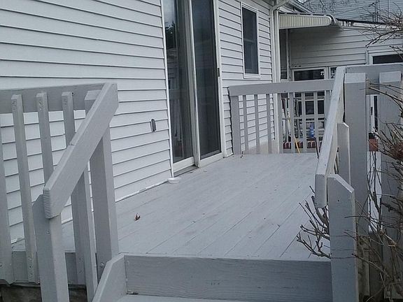 Back patio and sliding doors