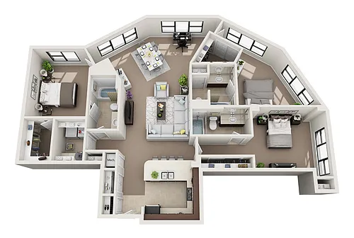 Floor plan Three Bedroom Three Bath