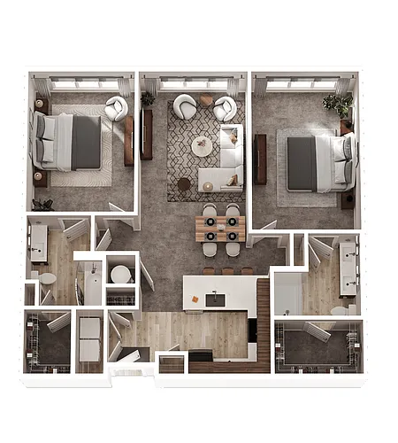 Floor plan 2 Bed 2 Bath (C4)