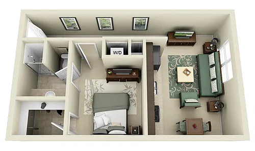 Floor plan A1.R 1 Bedroom 1 Bath Renovated