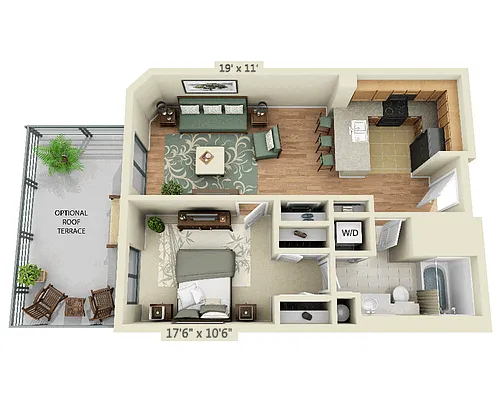 Floor plan 1 BEDROOM TOWER (A1F)
