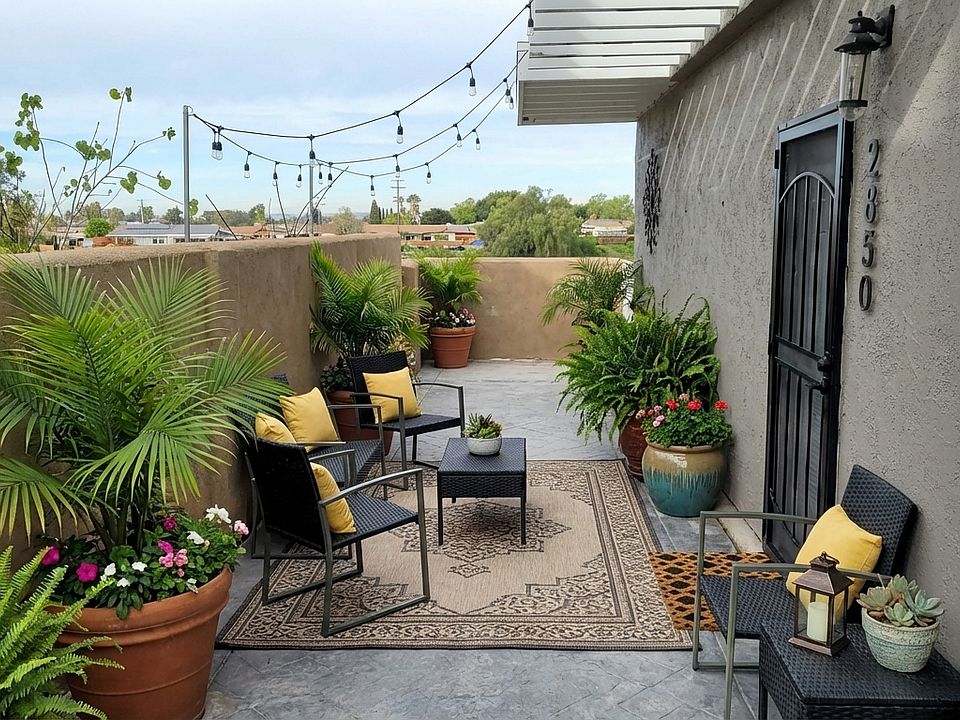 Secluded patio oasis with canyon corner views and room to relax _ your own outdoor escape right outside your door.
