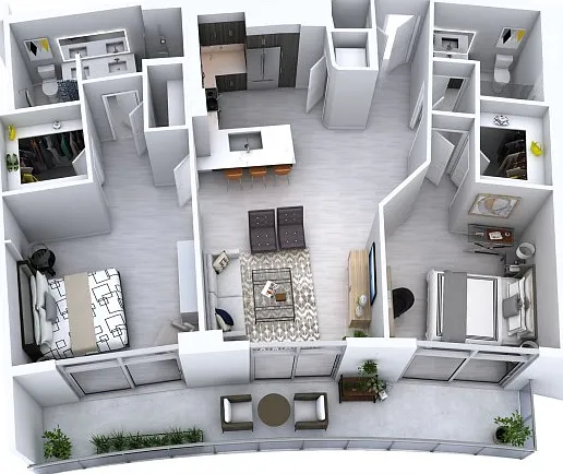 Two Bedroom Two Bath (1,258) Two Bedroom Two Bath (1,258)