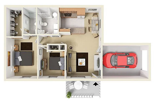 Floor plan 2B/2B/1CA