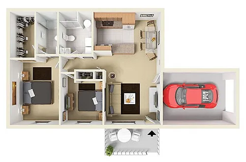 Floor plan 2B/2B/1CA