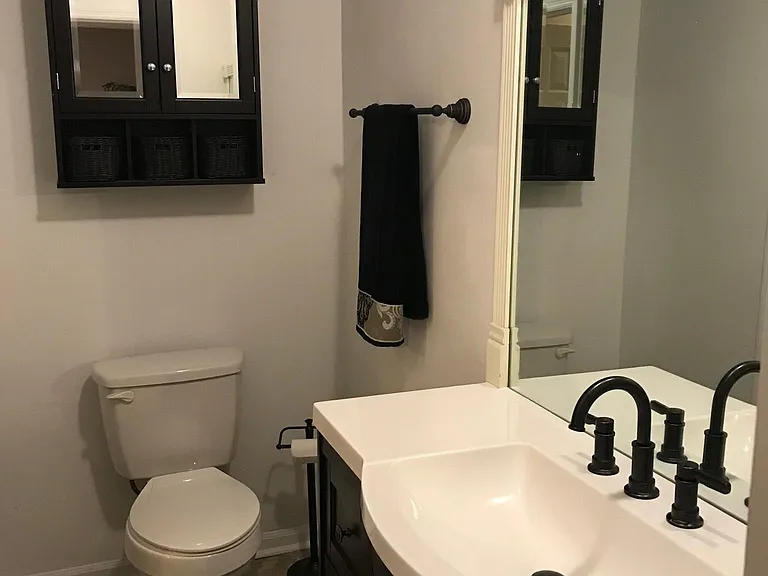Large Full Bath with Custom Vanity and faucets