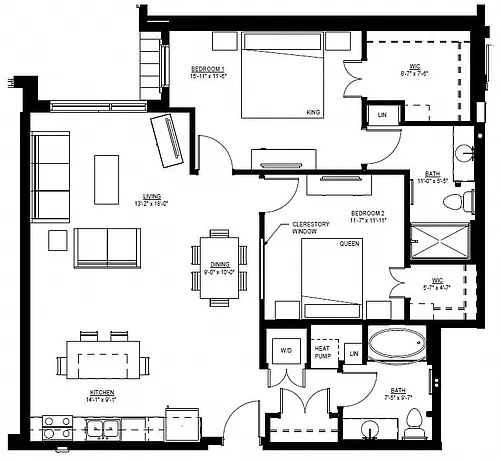 Floor plan Two Bedroom - O (60%)