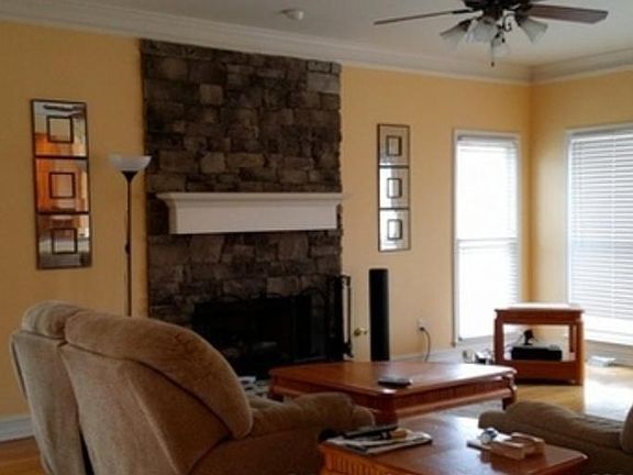 Main Living room is a wide open space, with a gas fireplace and hardwood floors.