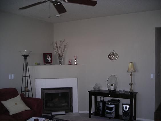 family room with gas fireplace