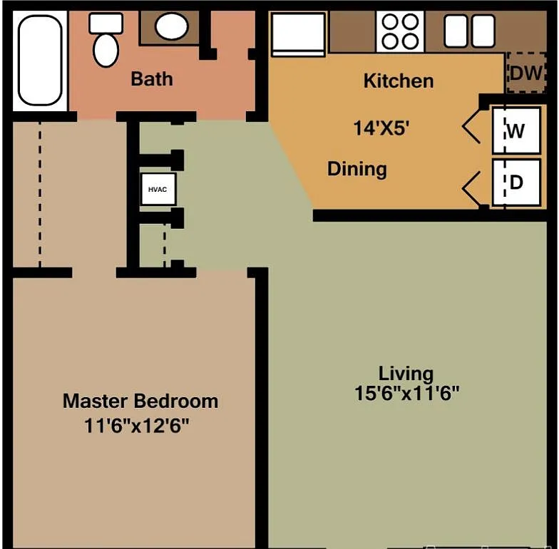Floor plan One Bed - One Bath