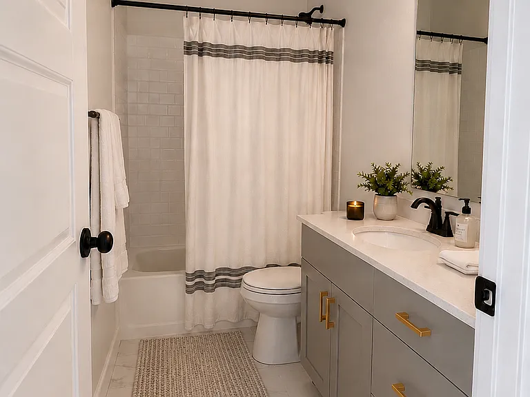 Full bathroom with large linen closet