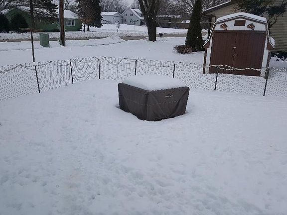 patio area, includes shed