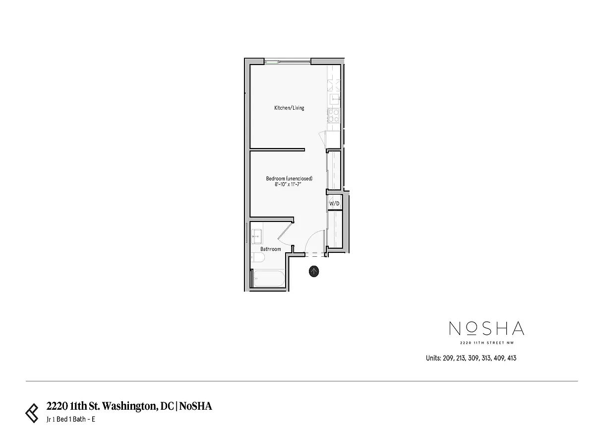 Floor plan Jr 1 Bed- 1Bath E